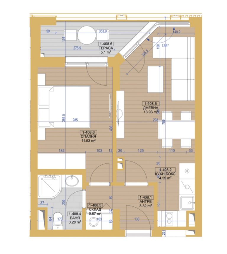 Grundriss Beispiel 2 Zimmer