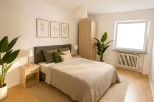 Schlafzimmer möbliert gestaget