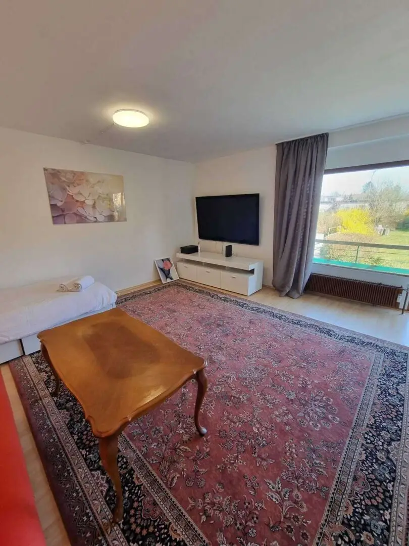 Blick Fernseher u Balkon