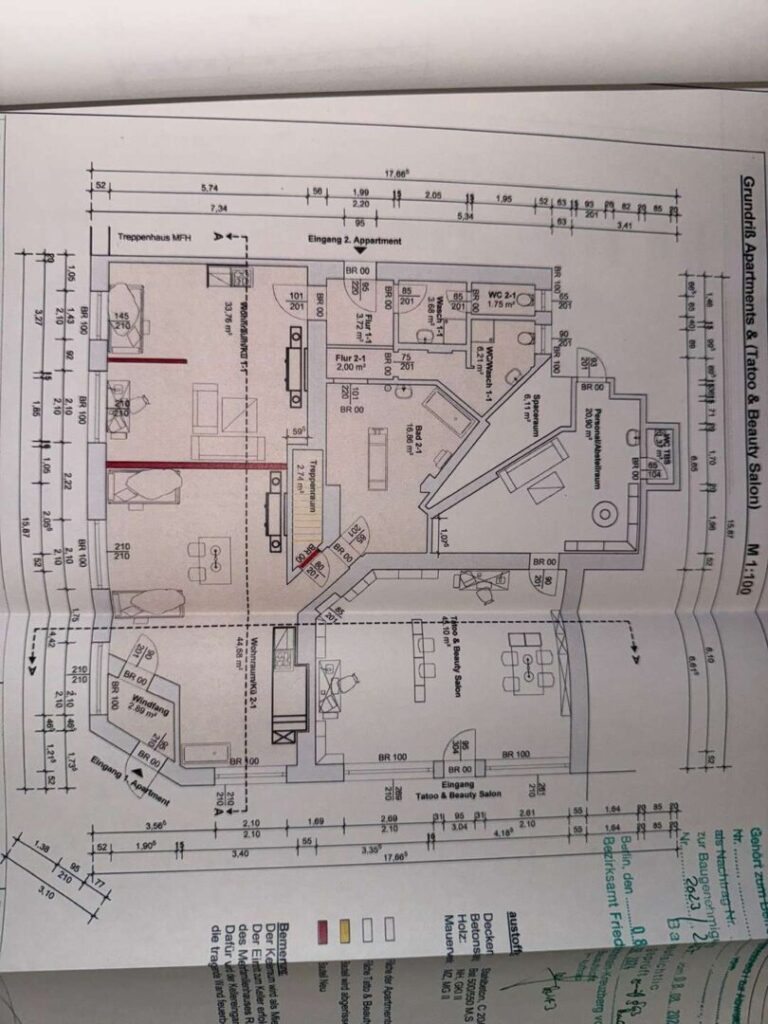 Grundriss Apartments und Tatooladengeschäft
