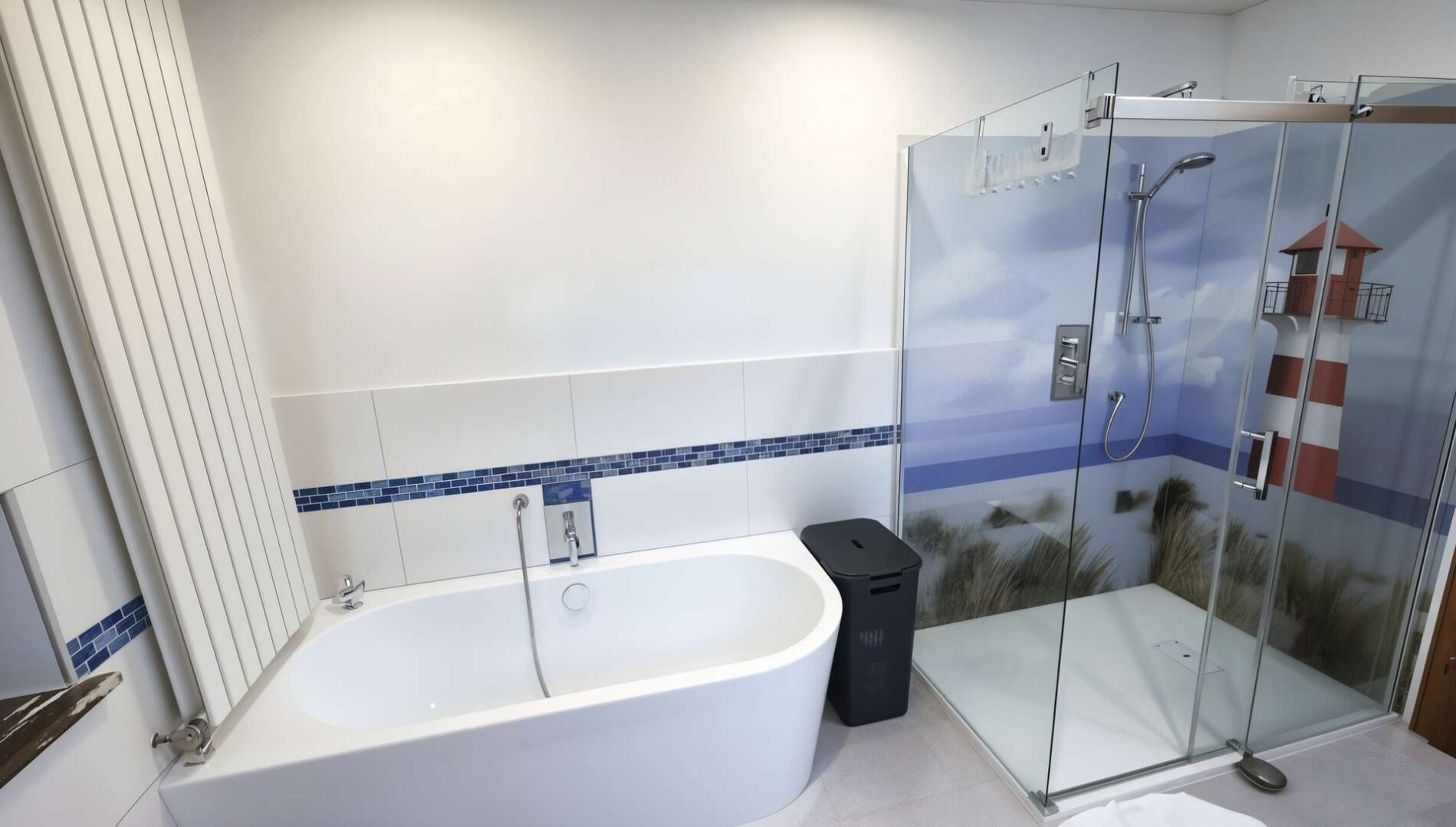 Badezimmer unten Dusche und Wanne - (KI generiert)