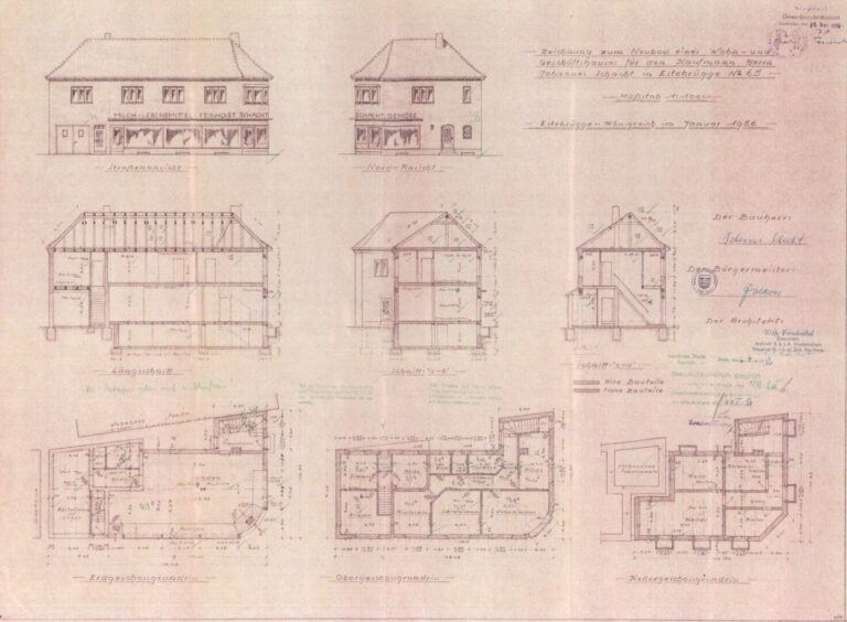Grundrisse und Ansicht