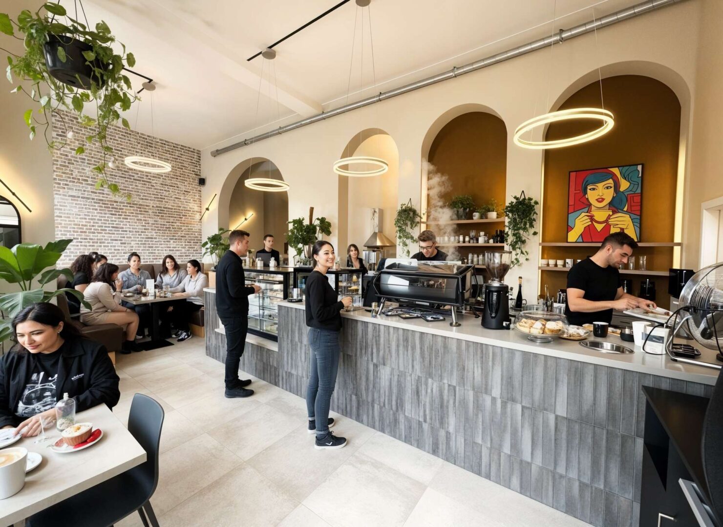 Theke und Gastraum mit Gästen