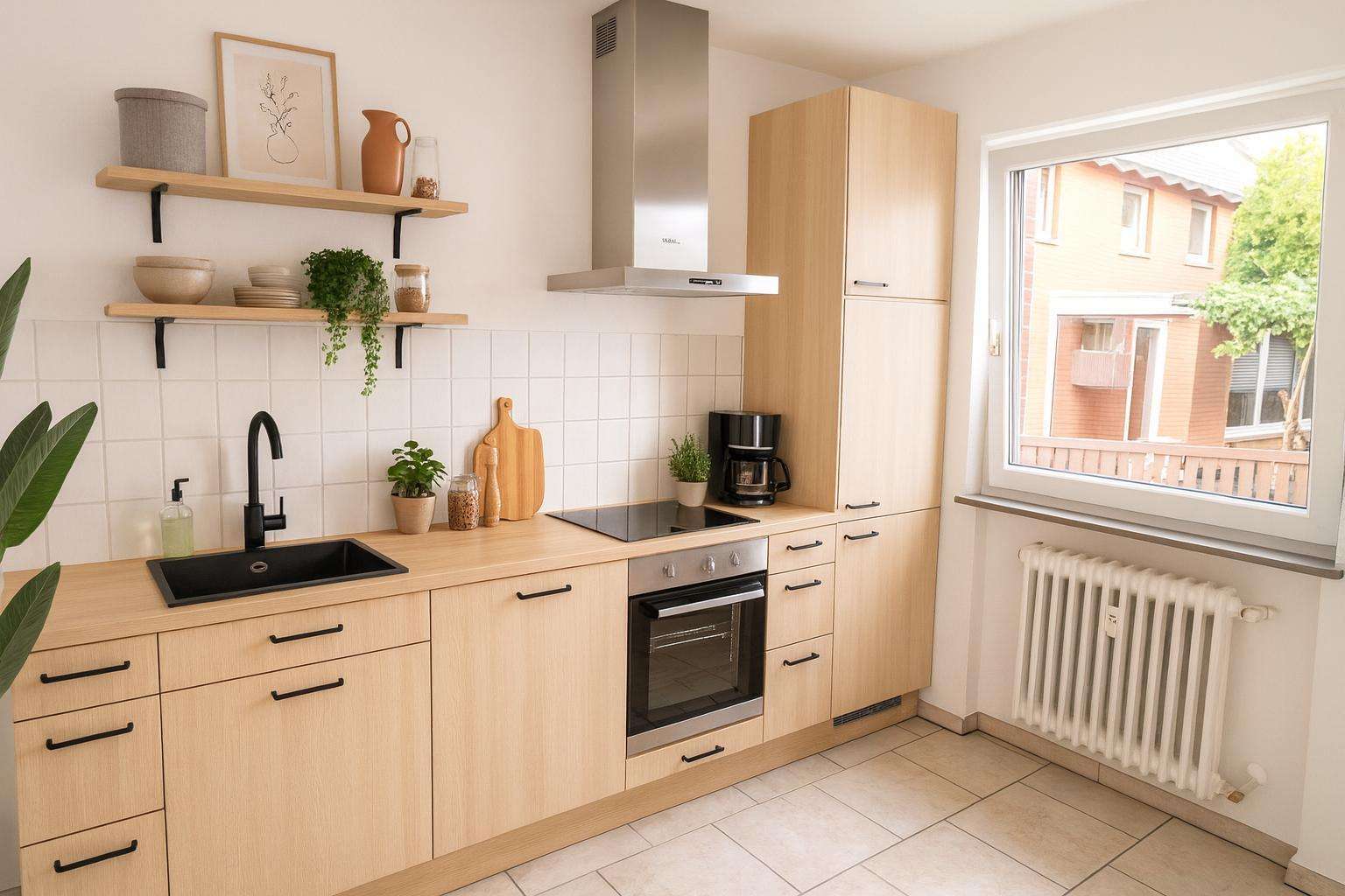 Küche mit Möbel gestaget