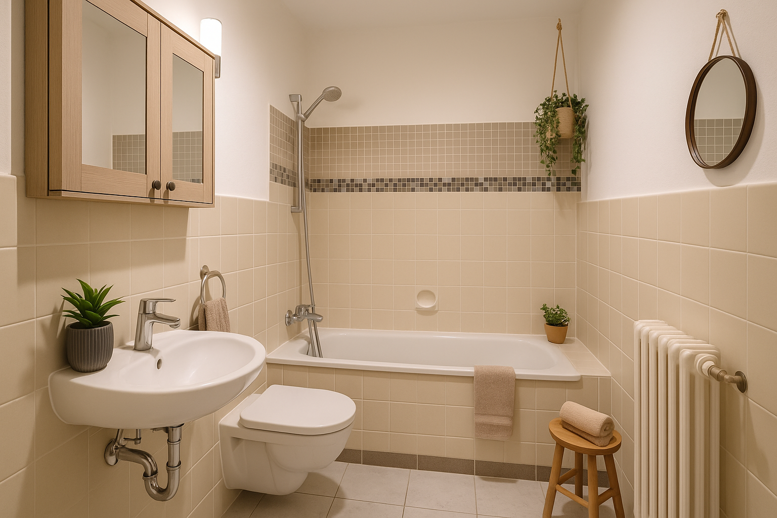 Badezimmer-Möbliert gestaget