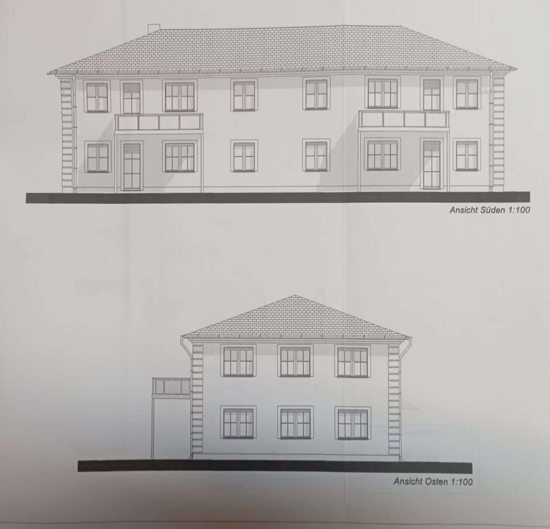 Baukörper Rück- und Seitenansicht