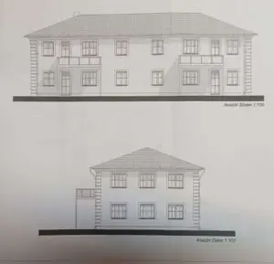 Baukörper Rück- und Seitenansicht