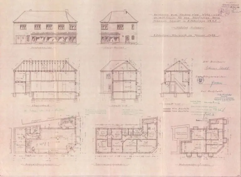 Grundrisse und Ansicht