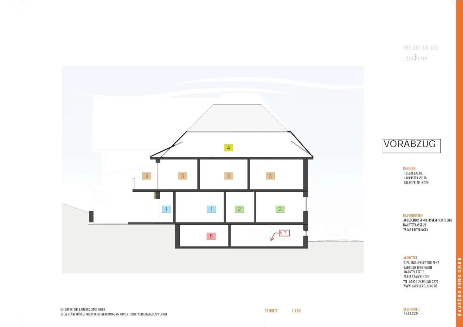 Schnitt durchs Gebäude