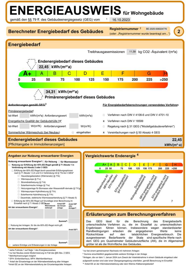 Energieausweis-Referenzausweis Vorderhaus