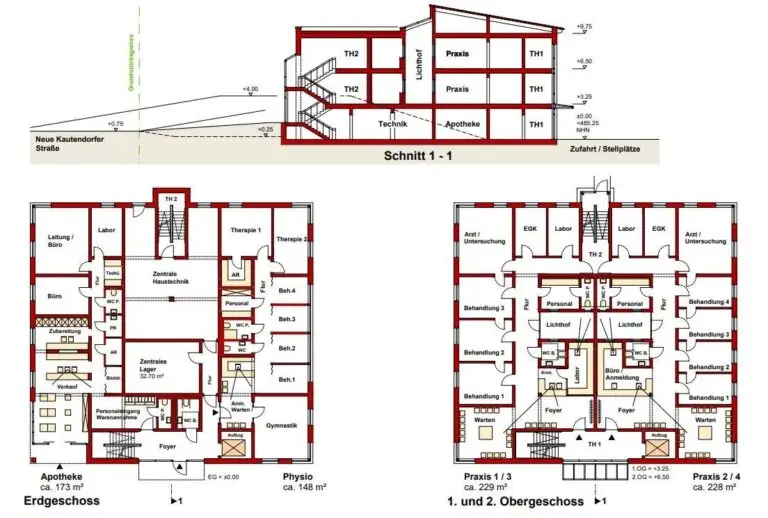Grundriss EG, 1. OG, 2. OG