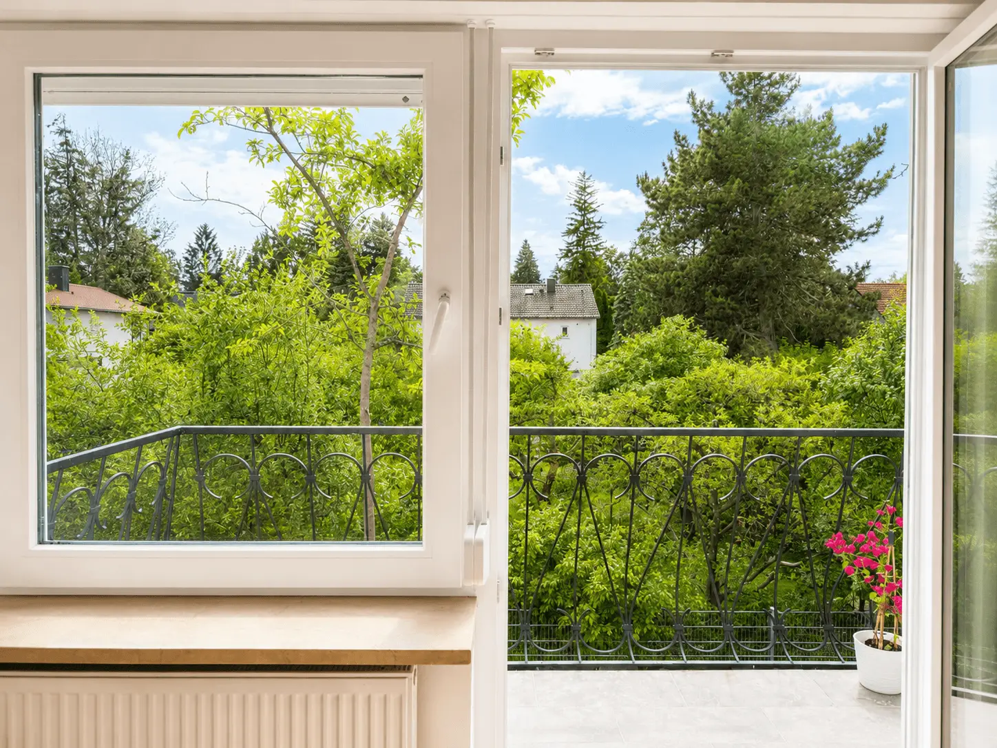 Blick zum Balkon