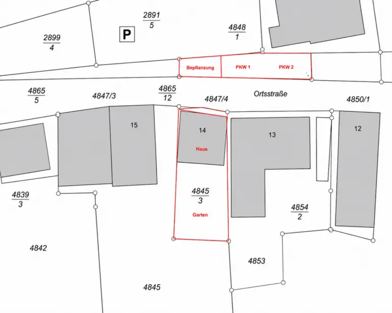 Lageplan _ Flurkarte mit Grundstücks- und Stellplatzdarstellung