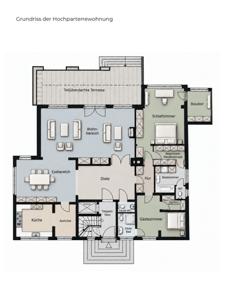 Grundriss Hochparterrewohnung