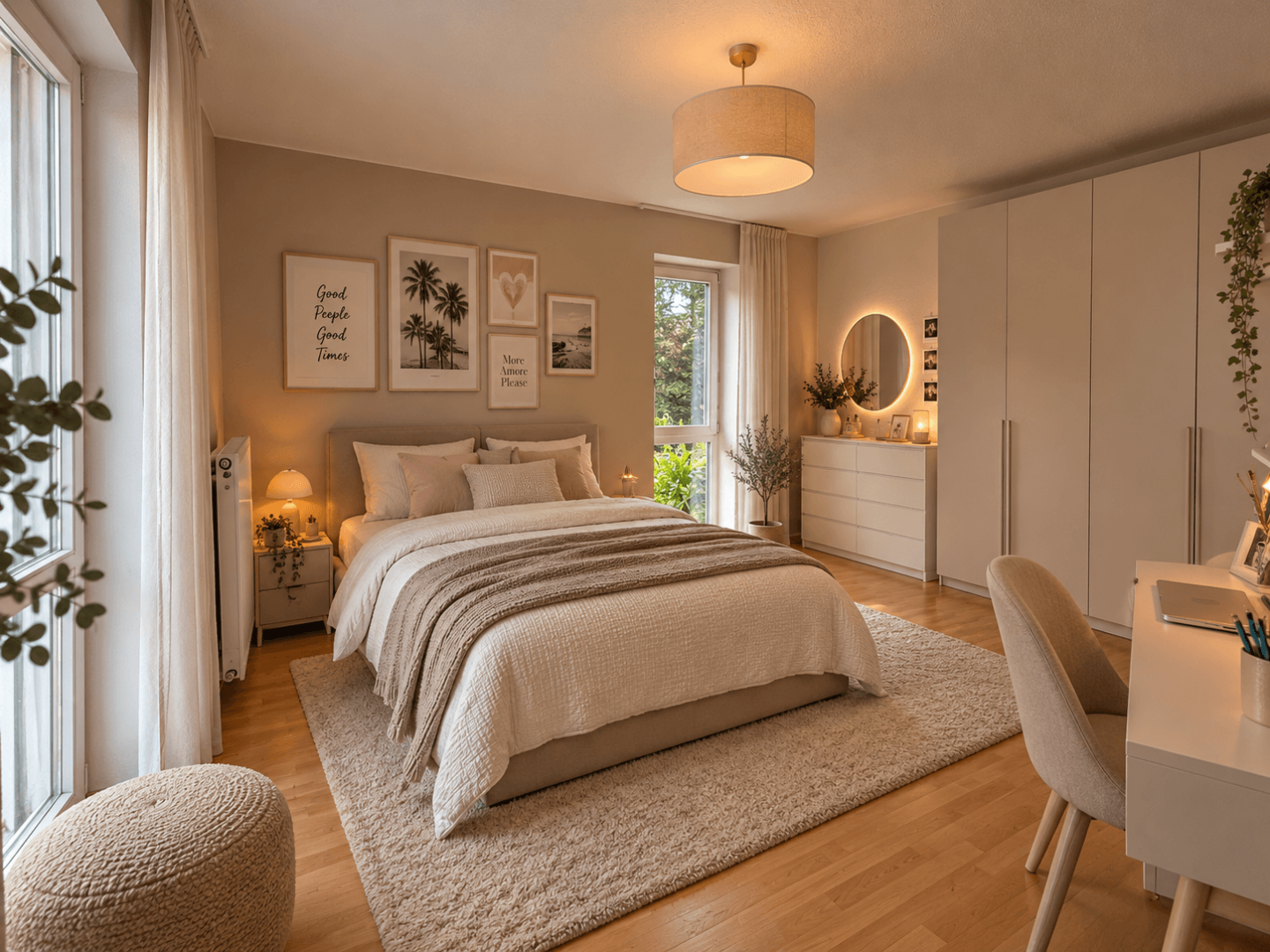 Schlafzimmer visuell möbliert