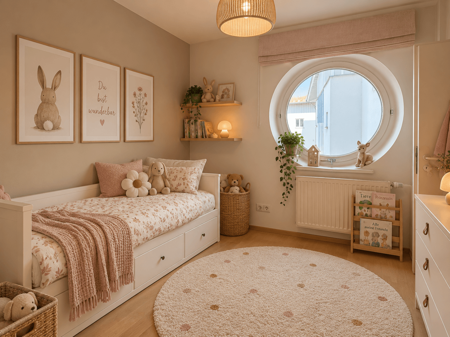 Kinderzimmer visuell möbliert