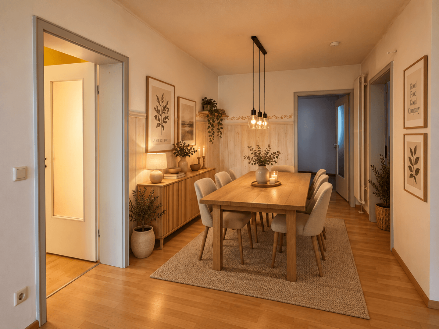Esszimmer visuell möbliert