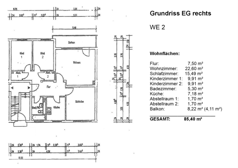 Grundriss + Wohnfläche EG